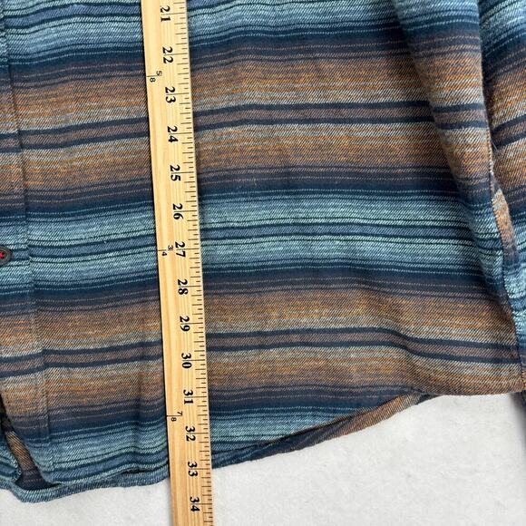 Woolly Flannel Shirt Mens 2XL Blue Orange Stripe Button Down Washable Wool Blend - Picture 10 of 12